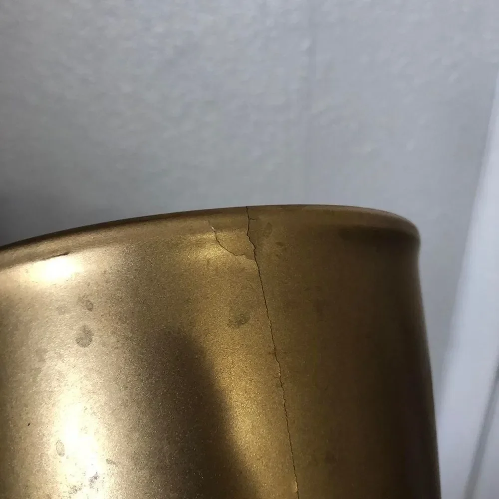 Two Gold Tone Regency MCM Vase Planters Home Decor. Measurement in pics.
